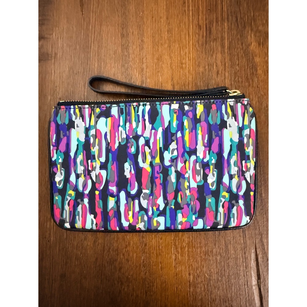 Vera Bradley Multicolor Watercolor Brushstrokes Wristlet Envelope Flap Clutch - Picture 2 of 7